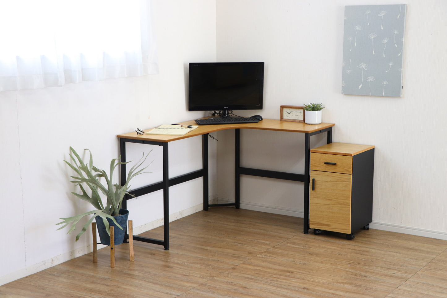 【送料無料】アベニュー L型デスク BR NA