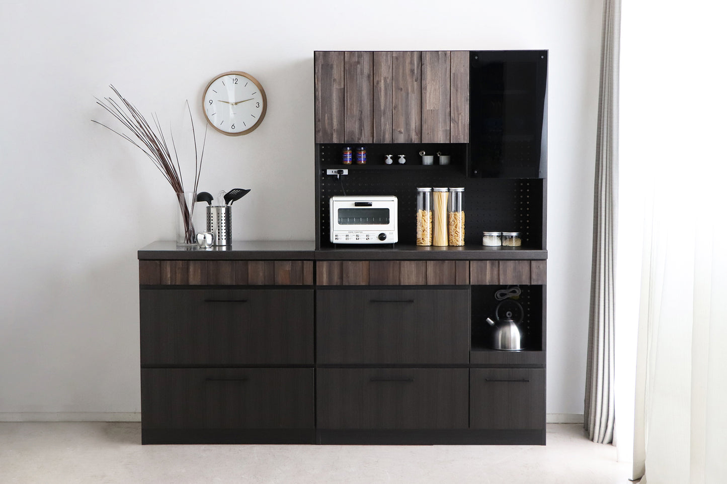 【送料無料】RESE(レセ) 105KB A (ガラス上台・引出下台) キッチン収納